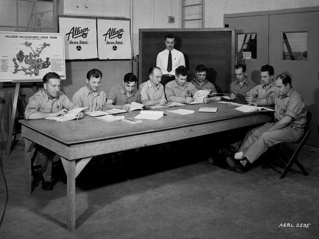 NASA image: NACA Mechanics in an Allison Engine Training Class