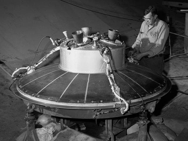 NASA image: Mercury Capsule Retrorocket Test in the Altitude Wind Tunnel