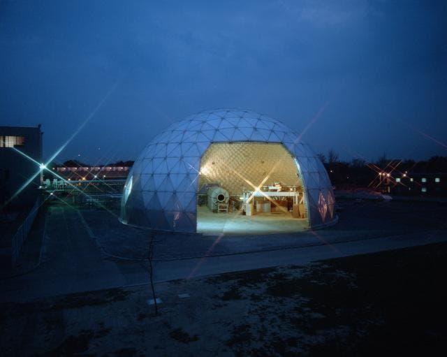 NASA image: Aero-Acoustic Propulsion Laboratory (AAPL). NASA Glenn finished construction of the the Aero-Acoustic Propulsion Facility, a world-class noise-reduction research lab, in 1991.