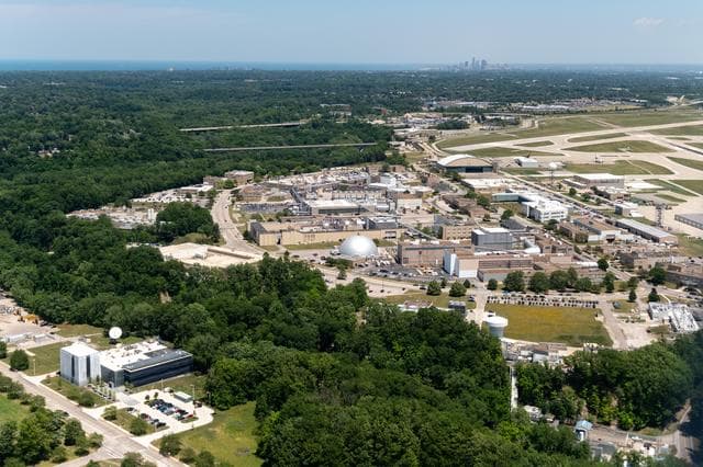 NASA image: Aerial Photograph of Glenn Research Center With Downtown Cleveland in the Distance