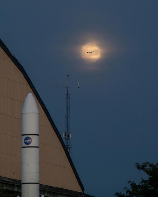 NASA image: A plane flew right through the middle of the moon.