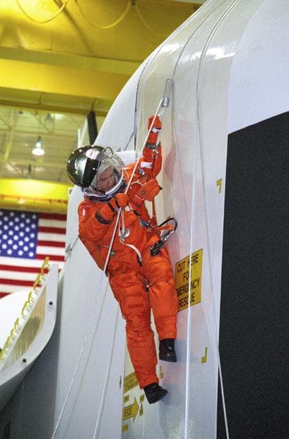 NASA image: STS-102 crew egress training in building 9