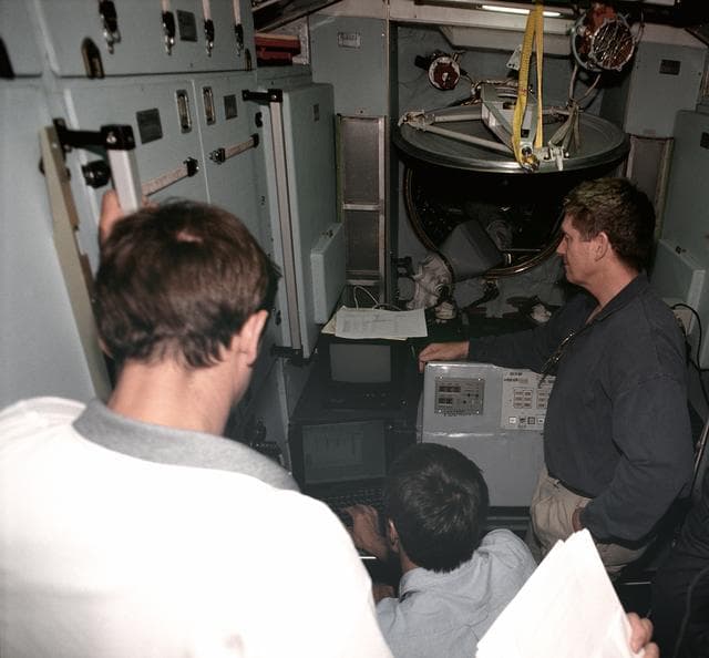NASA image: Expedition One crew in Russian with Service Module