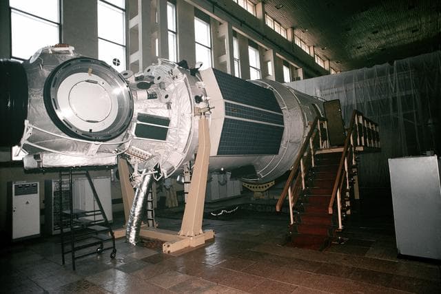 NASA image: Expedition One crew in Russian with Service Module