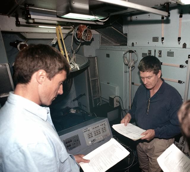 NASA image: Expedition One crew in Russian with Service Module