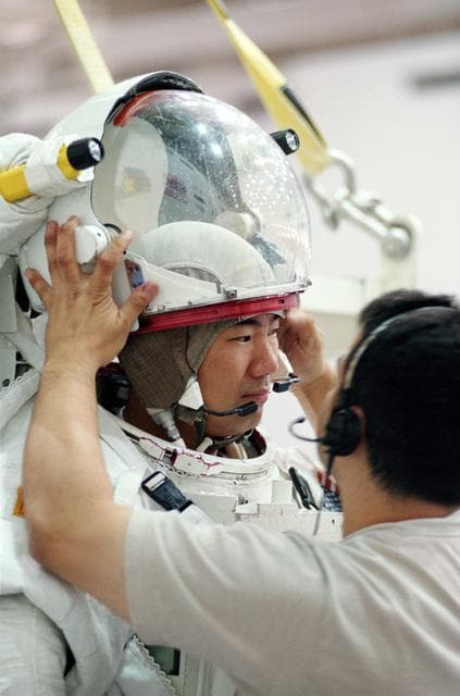 NASA image: STS-114 EVA Training. Sonny Carter Training Facility,NBL with Soichi Noguchi