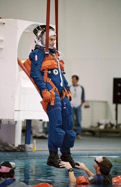 NASA image: Expedition Five Crewmembers during Water Survival Training at SCTF
