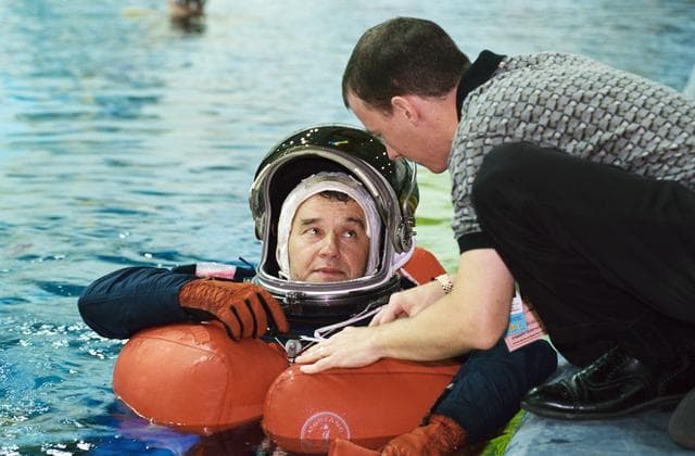 NASA image: Expedition Five Crewmembers during Water Survival Training at SCTF
