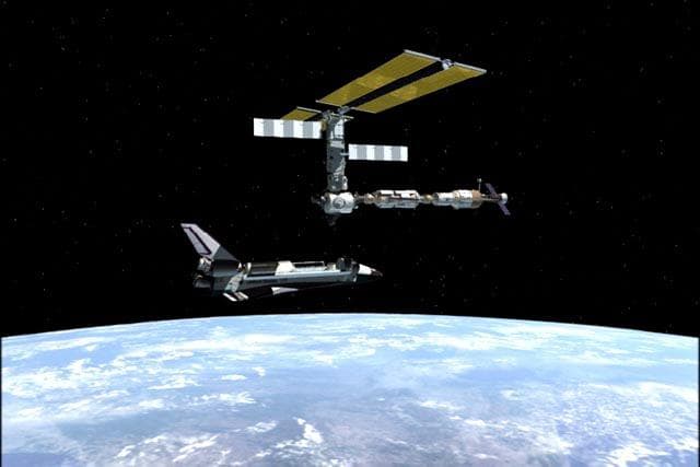 Artist's rendering of early STS-98/ISS 5A
