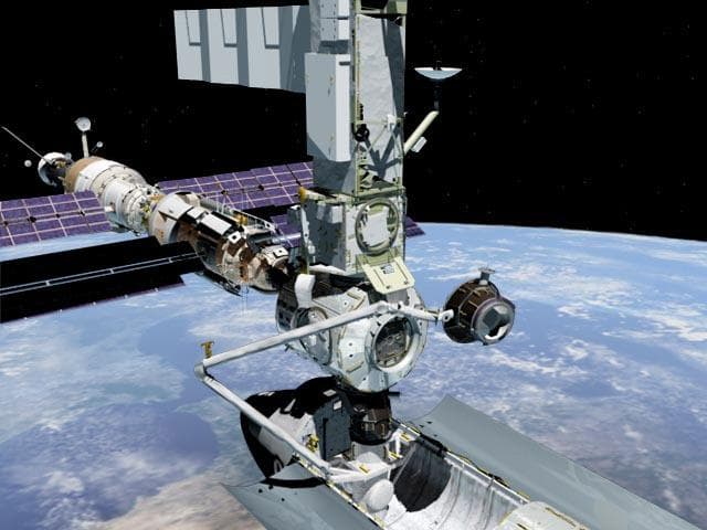 NASA image: Artist's rendering of early STS-98/ISS 5A