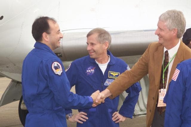 NASA image: Photographic documentation of the return of the STS-98 crew to Ellington Field