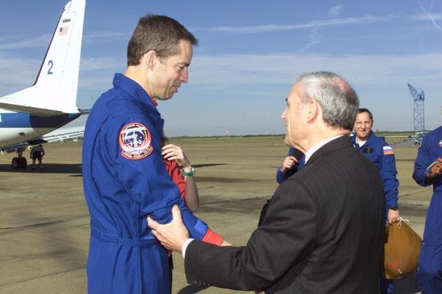 NASA image: STS-102 / Expedition 1 Crew Return Ceremony at Ellington Field.