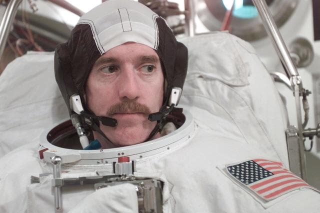 NASA image: STS-104 Crew Training of Jim Reilly in EMU fit check