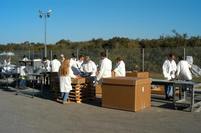 NASA image: STS-107 Columbia debris reconstruction team
