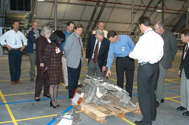 NASA image: STS-107 Columbia debris reconstruction team