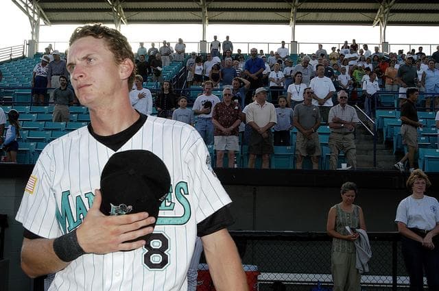 NASA image: KENNEDY SPACE CENTER, FLA. - The Brevard Manatees, a minor league baseball team in Central Florida, hosts KSC employees at a ballgame at Manatees Stadium.   Before the game, attendees offered a moment of silence to honor the STS-107 crew and two recovery workers who died in a helicopter crash.