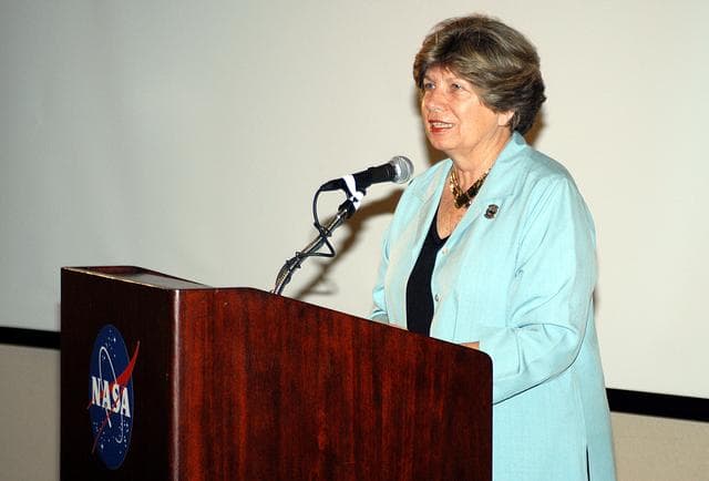 NASA image: KENNEDY SPACE CENTER, FLA. -    KSC External Relations and Business Development Director JoAnn Morgan speaks to attendees of The Florida Commission on the Status of Women held June 7 at the Debus Conference Facility. Morgan is a member of the group’s Hall of Fame. The commission, through coordinating, researching, communicating, and encouraging legislation, is dedicated to empowering women from all walks of life in achieving their fullest potential, to eliminating barriers to that achievement, and to recognizing women’s accomplishments.