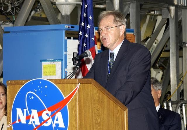 NASA image: KENNEDY SPACE CENTER, FLA. -   Alan Thirkettle, International Space Station Program manager for Node 2, European Space Agency (ESA), speaks to guests and the media gathered in the Space Station Processing Facility at a ceremony highlighting the arrival of two major components of the International Space Station.  NASA's Node 2, built by the European Space Agency (ESA) in Italy, arrived at KSC on June 1. It will be the next pressurized module installed on the Station. The pressurized module of the Japanese Experiment Module (JEM), named "Kibo" (Hope), arrived at KSC on June 4. It is Japan's primary contribution to the Station. The ceremony held today included the official transfer of ownership signing of Node 2 between the ESA and NASA.. Emceed by Lisa Malone, deputy director of External Relations and Business Development at KSC, the ceremony also included these speakers: Center Director Roy Bridges Jr.; NASA’s Michael C. Kostelnik, deputy associate administrator for International Space Station and Shuttle Programs and William Gerstenmaier, International Space Station Program manager; Andrea Lorenzoni, International Space Station Program manager for Node 2, Italian Space Agency; and Kuniaki Shiraki, JEM Project manager, National Aerospace and Development Agency of Japan.