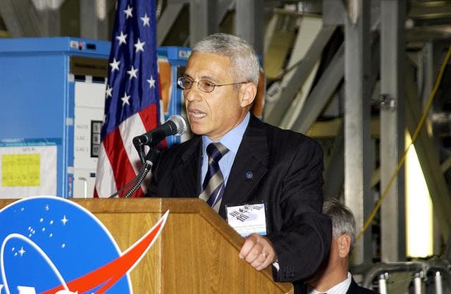 NASA image: KENNEDY SPACE CENTER, FLA. -  Andrea Lorenzoni, International Space Station Program manager for Node 2, Italian Space Agency, speaks to guests and the media gathered in the Space Station Processing Facility at a ceremony highlighting the arrival of two major components of the International Space Station.  NASA's Node 2, built by the European Space Agency (ESA) in Italy, arrived at KSC on June 1. It will be the next pressurized module installed on the Station. The pressurized module of the Japanese Experiment Module (JEM), named "Kibo" (Hope), arrived at KSC on June 4. It is Japan's primary contribution to the Station. The ceremony held today included the official transfer of ownership signing of Node 2 between the ESA and NASA.. Emceed by Lisa Malone, deputy director of External Relations and Business Development at KSC, the ceremony also included these speakers: Center Director Roy Bridges Jr.; NASA’s Michael C. Kostelnik, deputy associate administrator for International Space Station and Shuttle Programs and William Gerstenmaier, International Space Station Program manager; Alan Thirkettle, International Space Station Program manager for Node 2, ESA; and Kuniaki Shiraki, JEM Project manager, National Aerospace and Development Agency of Japan.