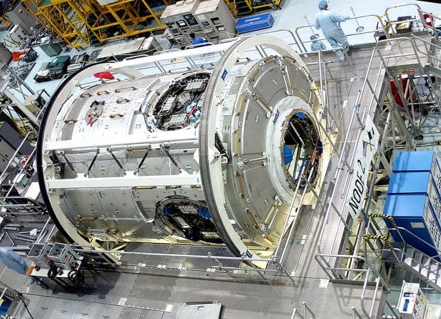 NASA image: KENNEDY SPACE CENTER, FLA. -  International Space Station elements being processed for launch on upcoming Space Shuttle flights, including the U.S. Node 2, line the walls of the high bay in the Space Station Processing Facility. NASA's Node 2, built by the European Space Agency (ESA) in Italy, arrived at KSC on June 1. It will be the next pressurized module installed on the Station.