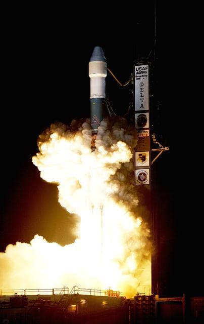 NASA image: KENNEDY SPACE CENTER, FLA. - NASA launches its second Mars Exploration Rover, Opportunity, aboard a Delta II launch vehicle.  The bright glare briefly illuminated Florida Space Coast beaches.  Opportunity’s dash to Mars began with liftoff at 11:18:15 p.m. Eastern Daylight Time from Cape Canaveral Air Force Station, Fla.   The spacecraft separated successfully from the Delta's third stage 83 minutes later, after it had been boosted out of Earth orbit and onto a course toward Mars.  [Photo courtesy of Ray Yost and Scott Andrews/NIKON]