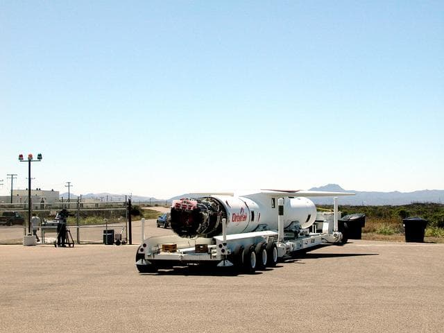 NASA image: KENNEDY SPACE CENTER, FLA. -   At Vandenberg Air Force Base, Calif., the Pegasus launch vehicle is moved toward its hangar.  The Pegasus will carry the SciSat-1 spacecraft in a 400-mile-high polar orbit to investigate processes that control the distribution of ozone in the upper atmosphere.  The scientific mission of SciSat-1 is to measure and understand the chemical processes that control the distribution of ozone in the Earth’s atmosphere, particularly at high altitudes.  The data from the satellite will provide Canadian and international scientists with improved measurements relating to global ozone processes and help policymakers assess existing environmental policy and develop protective measures for improving the health of our atmosphere, preventing further ozone depletion.  The mission is designed to last two years.