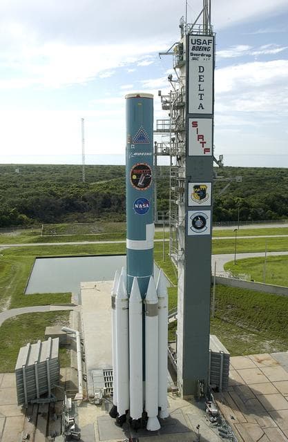 NASA image: Delta II - SIRTF Lift and Mate
