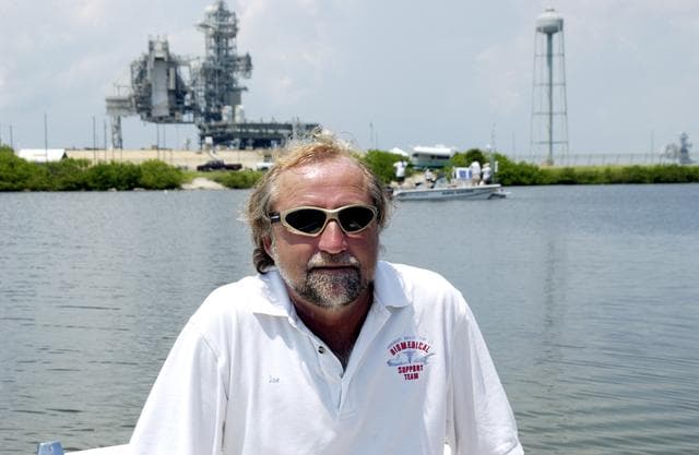 NASA image: KENNEDY SPACE CENTER, FLA.  -  Joe Bartoszek, NASA, is a member of the research team conducting underwater acoustic research in the Launch Complex 39 turn basin near Launch Pad 39A.  Several government agencies, including NASA, NOAA, the Navy, the Coast Guard, and the Florida Fish and Wildlife Commission are involved in the testing. The research involves demonstrations of passive and active sensor technologies, with applications in fields ranging from marine biological research to homeland security. The work is also serving as a pilot project to assess the cooperation between the agencies involved. Equipment under development includes a passive acoustic monitor developed by NASA’s Jet Propulsion Laboratory, and mobile robotic sensors from the Navy’s Mobile Diving and Salvage Unit.
