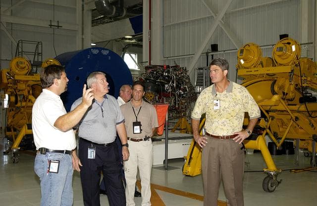 NASA image: Bill Parsons with Discovery Processing Team