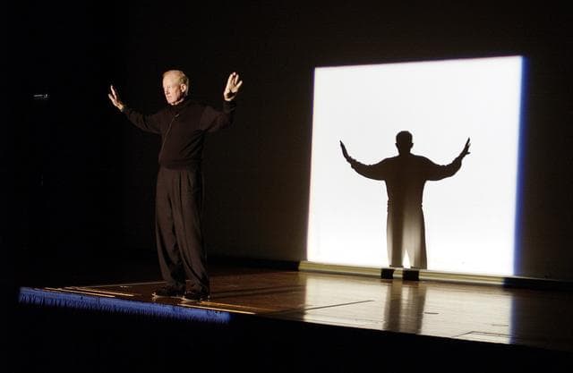 NASA image: KENNEDY SPACE CENTER, FLA. - Capt. Charles Plumb (USNR retired) begins his dramatic presentation of his six years as a prisoner of war in Vietnam.   The block of light on the stage represented the size of the cell he was confined in.  Plumb was keynote speaker for the kickoff of Spaceport Super Safety and Health Day at KSC, an annual event dedicated to reinforcing safe and healthful behaviors in the workforce.