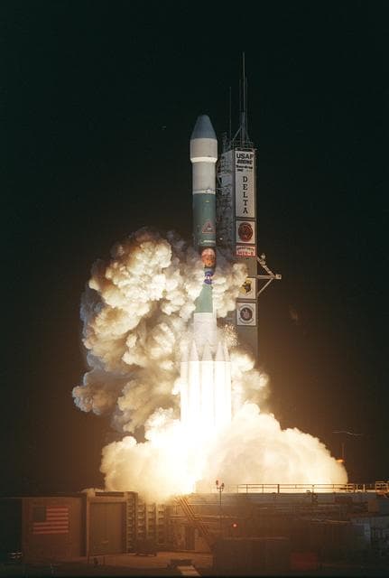 NASA image: KENNEDY SPACE CENTER, FLA. - NASA launches its second Mars Exploration Rover, Opportunity, aboard a Delta II launch vehicle.  The bright glare briefly illuminated Florida Space Coast beaches.  Opportunity’s dash to Mars began with liftoff at 11:18:15 p.m. Eastern Daylight Time from Cape Canaveral Air Force Station, Fla.   The spacecraft separated successfully from the Delta's third stage 83 minutes later, after it had been boosted out of Earth orbit and onto a course toward Mars.