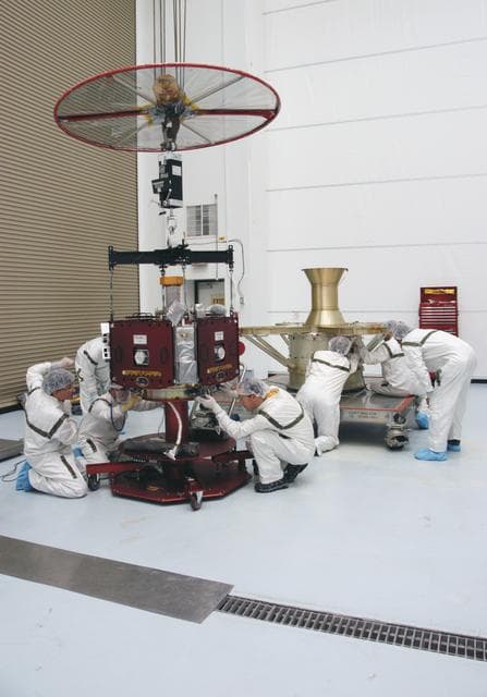 NASA image: Inspection work on THEMIS at Astrotech