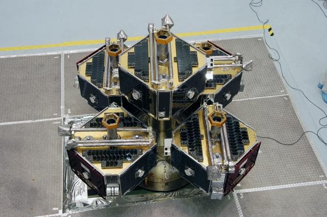 NASA image: Moving THEMIS to a spin table for testing at Astrotech