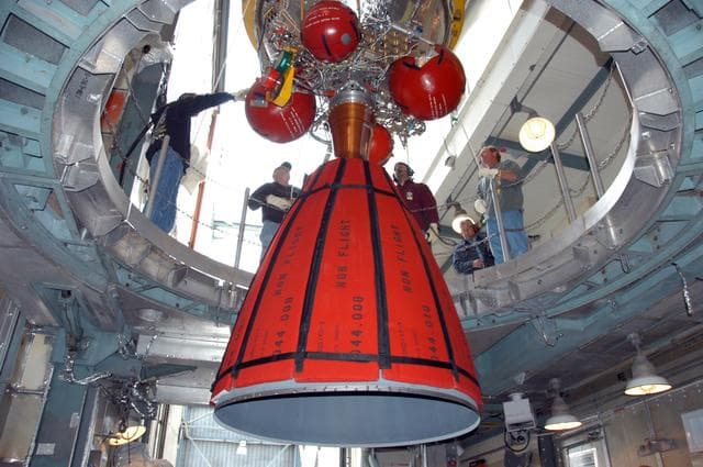 NASA image: Delta II Second stage lift and mate