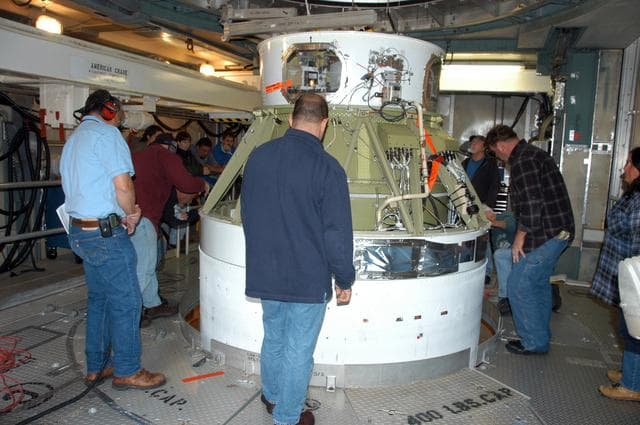 NASA image: Delta II Second stage lift and mate to first stage at complex 17