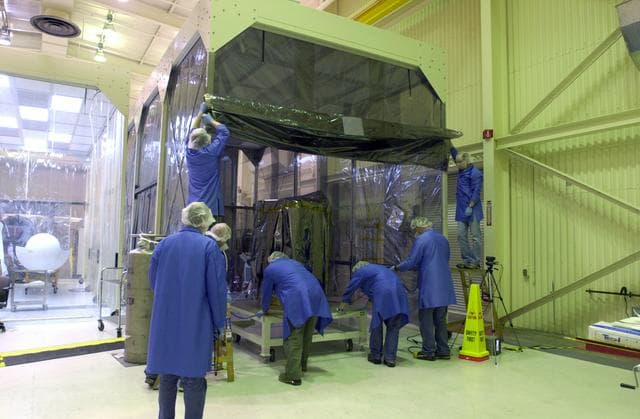 NASA image: AIM being prepared for integrated testing and flight simulation