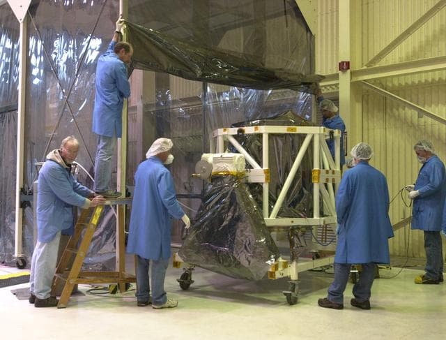NASA image: AIM being prepared for integrated testing and flight simulation