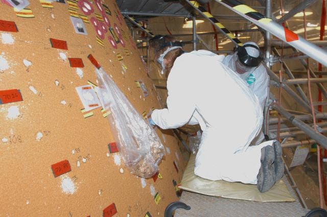 NASA image: Space Shuttle Atlantis' external tank repairs from Hail Damage