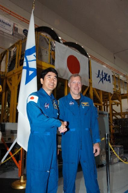 NASA image: Officials welcome the arrival of the Japanese Experiment Module