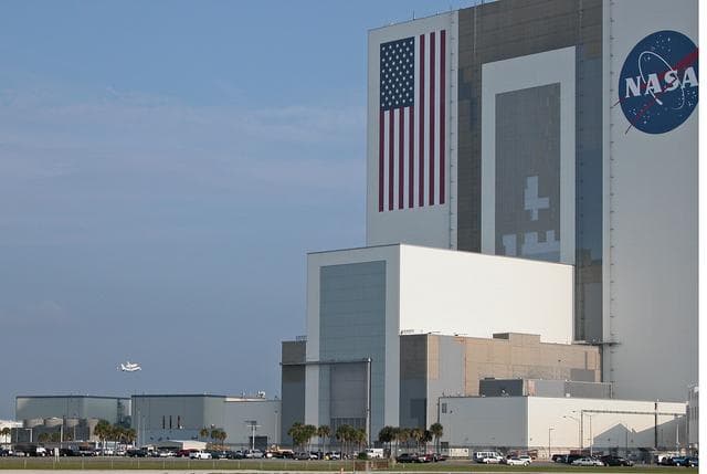 NASA image: The shuttle carrier aircraft, or SCA, and its piggyback passenge