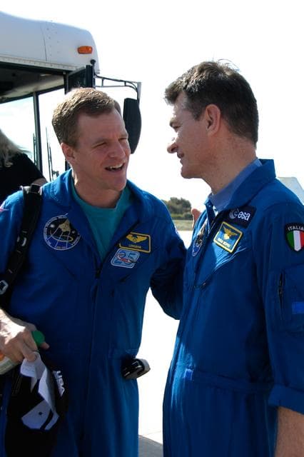 NASA image: STS-120 Mission Specialists Scott Parazynski (left) and Paolo Ne