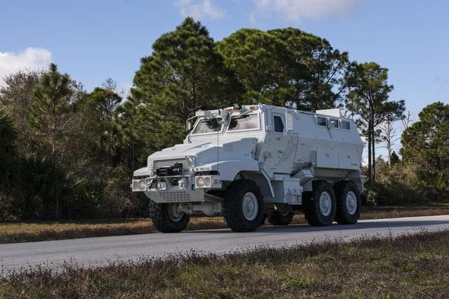 NASA image: Mine-Resistant Ambush-Protection vehicles