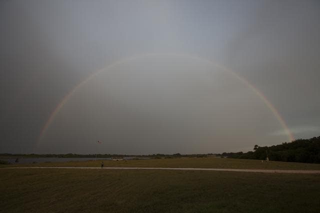NASA image: Rainbow over the Press Site