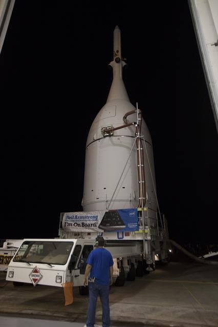 NASA image: Orion is Coming Out of the LAS Facility