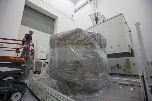 NASA image: MMS Move from Bay 2 and Unbagging