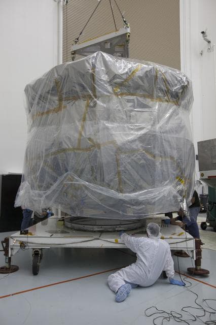 NASA image: MMS Move from Bay 2 and Unbagging