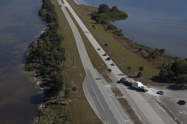 NASA image: Aerial of the Orion EFT-1 Arrival at KSC