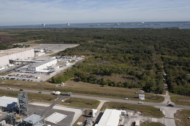 NASA image: Aerial of the Orion EFT-1 Arrival at KSC