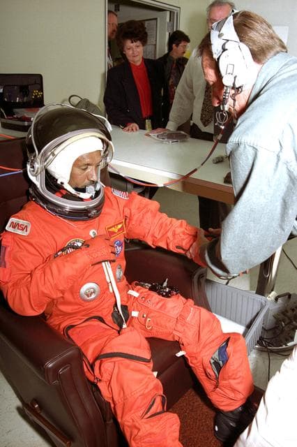 NASA image: STS-60 Charlie Bolden Suiting 
