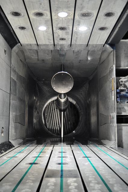 NASA image: MPCV Orion 7% Crew Module in (NTF) National Transonic Facility 